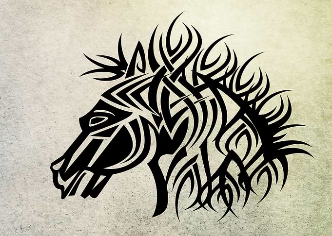 Tribal horse - Vector with grunge background. I hope yo ...