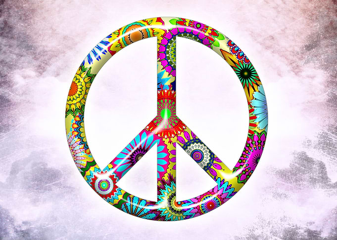Peace!!! Peace Sign with retro flowery pattern and mode ...