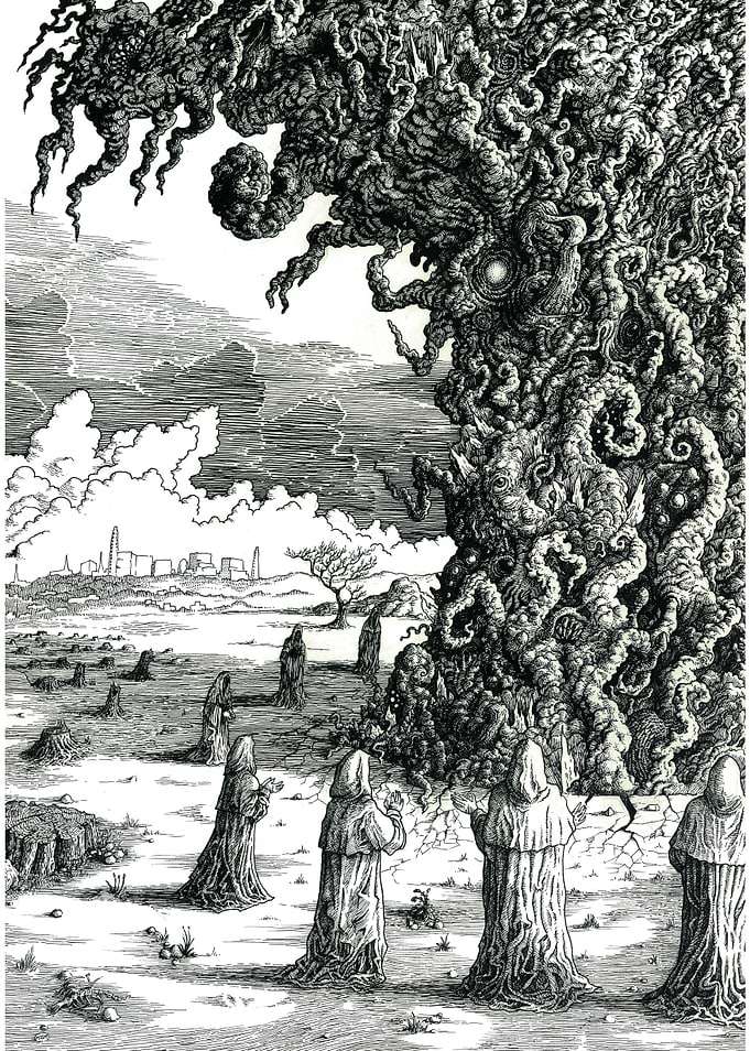 pen and ink As the embodiment of writhing alien power ...
