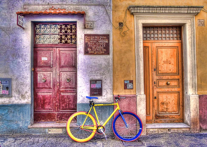 Cycling around on my yellow bike I fell on this strange ...