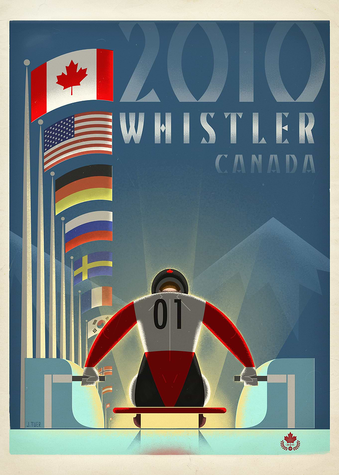 Graphic print of the 2010 Olympic Luge events in Whistl ...