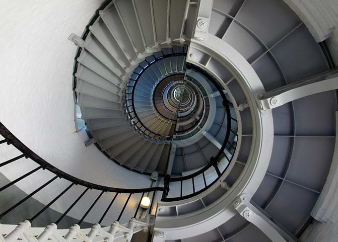 The interior of the Ponce Inlet Lighthouse in Florida