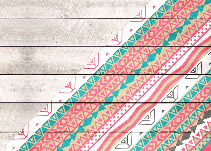 Andes Tribal Aztec Coral Teal Chevron Wood Pattern coo ...