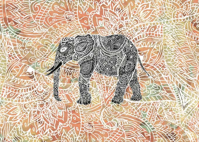 Tribal Paisley Elephant Colorful Henna Pattern ethnic ...