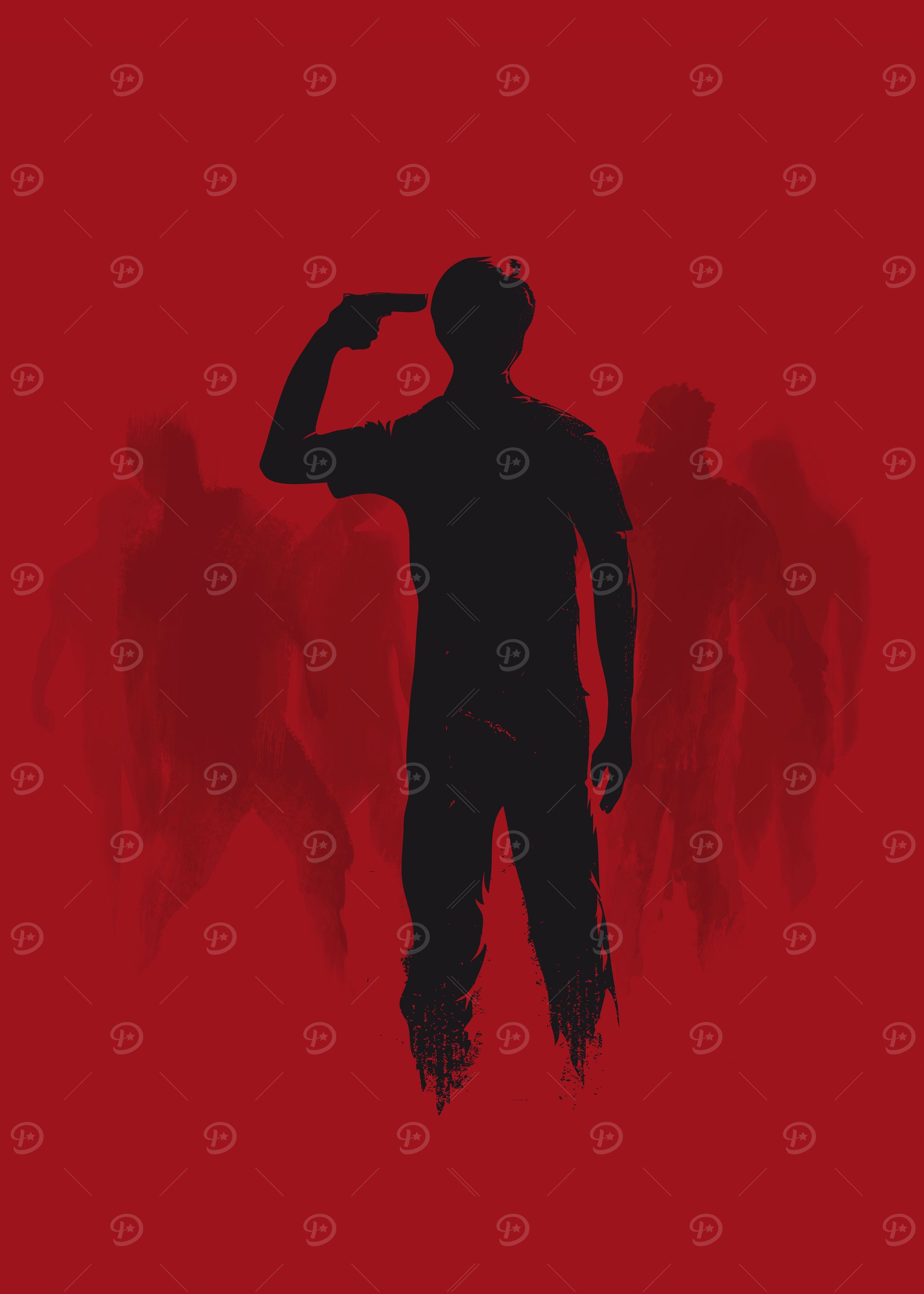 No Hope Left, a man trapped by zombies, vector illustra ...