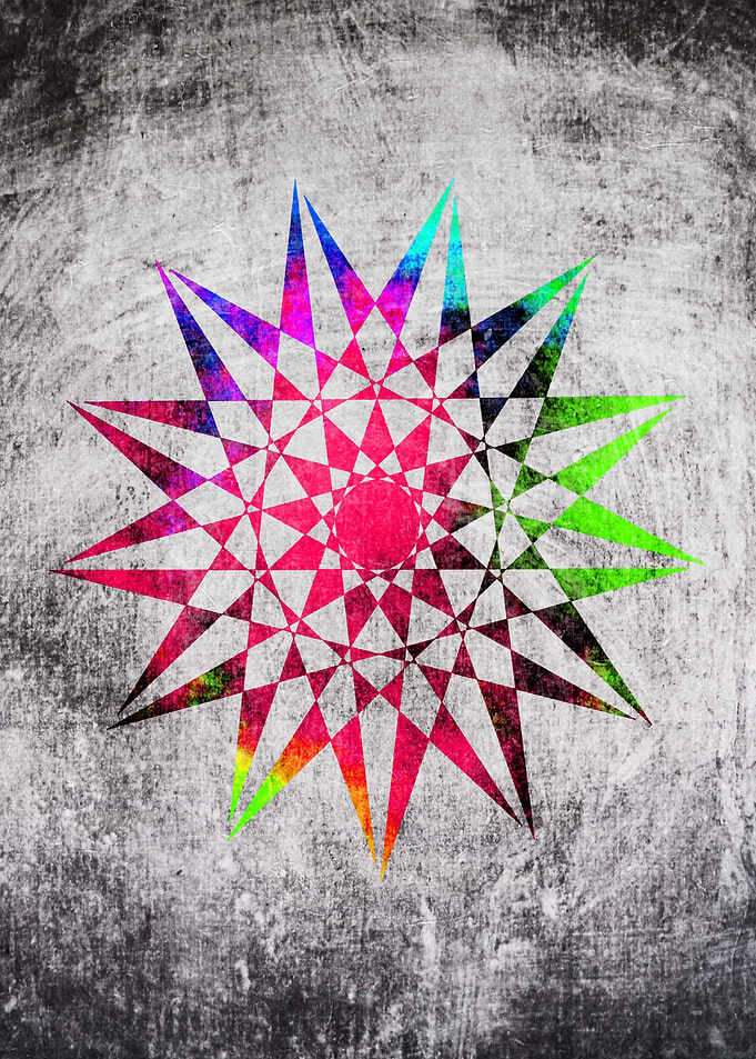 Colorful Trippy Star (vector) with Grunge background - ...