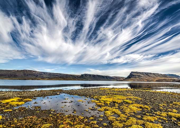 Incredible skies over Hvalfjörður, Vesterland, Iceland. ...