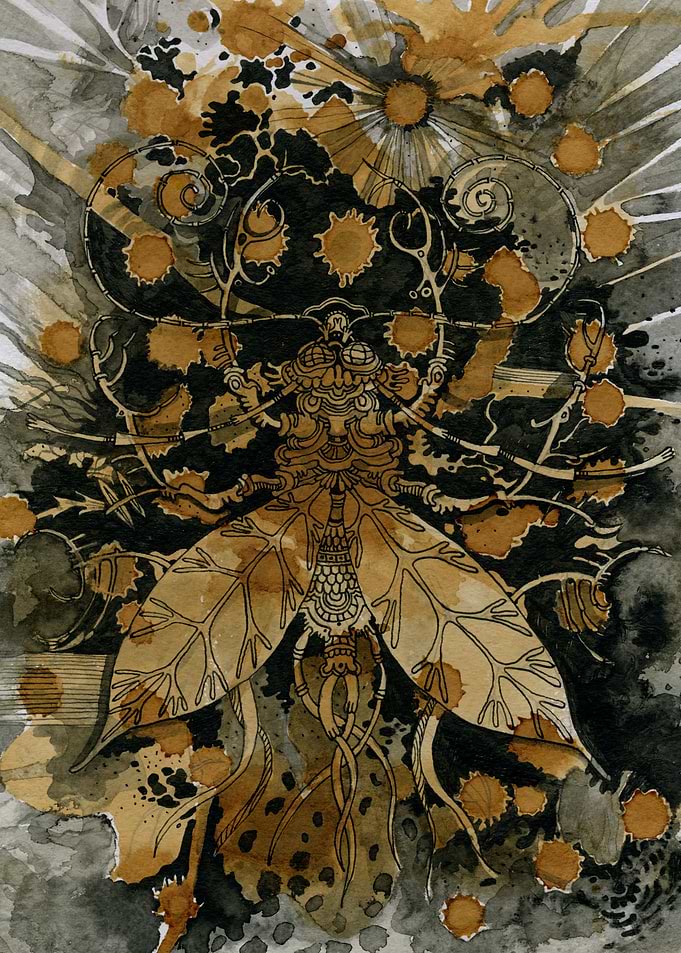 this picture was painted by fly fell into the tea