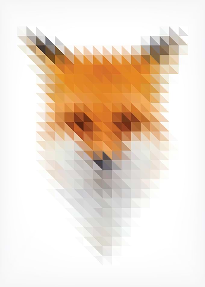 Fox portrait made of small triangles