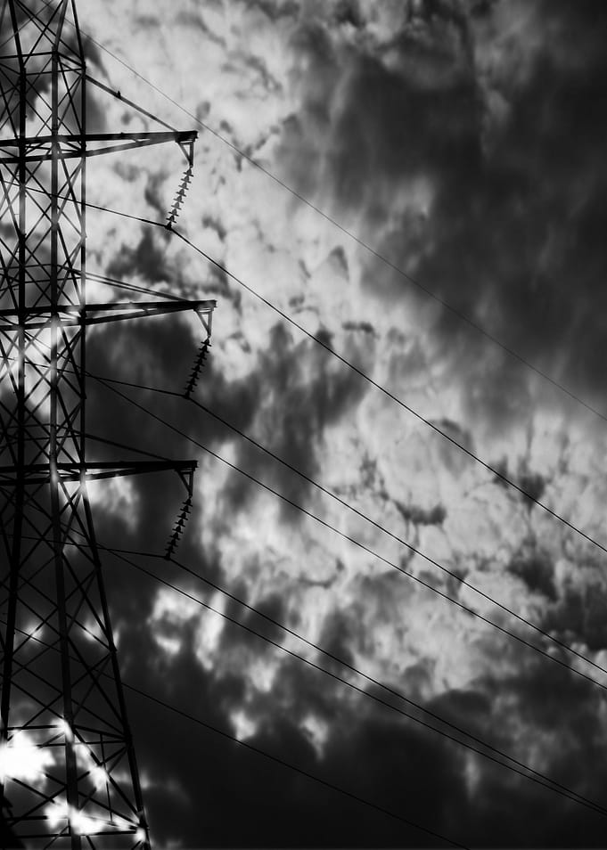 Power line against the night sky