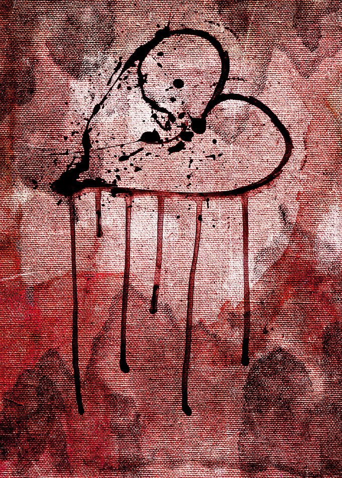 'Broken Heart' Conceptual work - Ink smears, blood drip ...