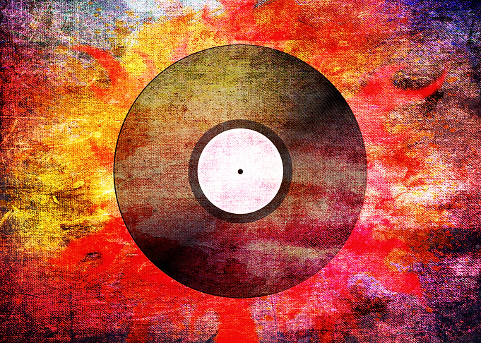 The Timeless Vinyl Record - Modern Grunge abstract fire ...