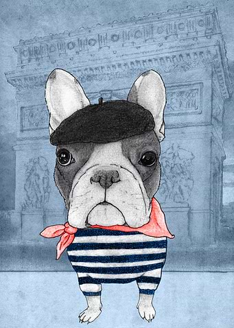 French Bulldog in Paris (in front of Arc de Triomphe)
