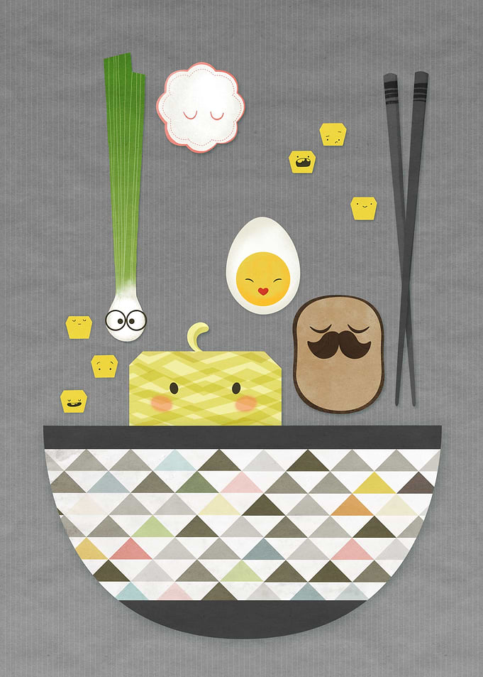 Ingredients that make up a bowl of Ramen!