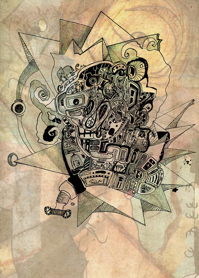 Inner world 3. Free handed chinese ink and graphite, b ...