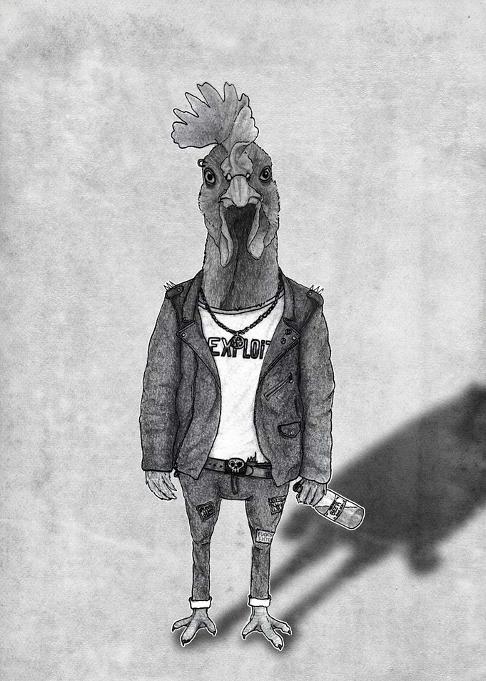 Punk chiken (black and white version)