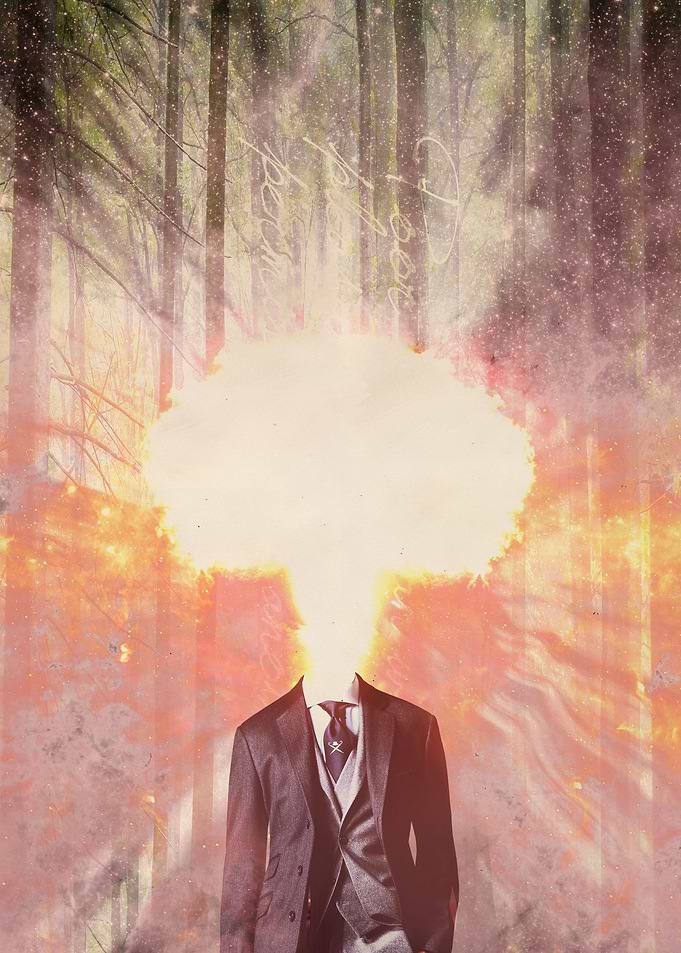 Headless man in the woods
