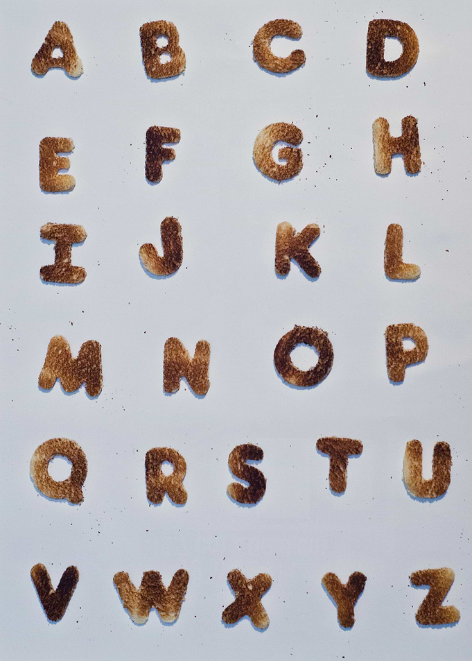 The whole alphabet in bread