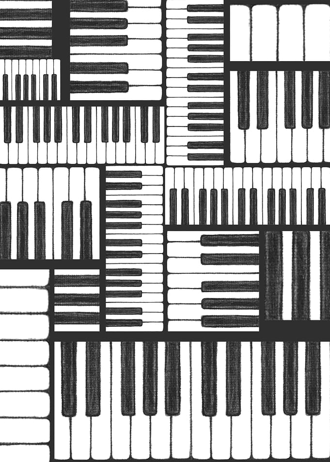Keys in charcoal
