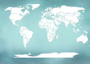 Cloudy Teal World Map