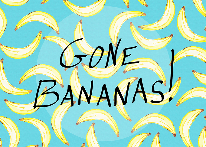 Gone Bananas! Digitally hand painted bananas on a blu ...