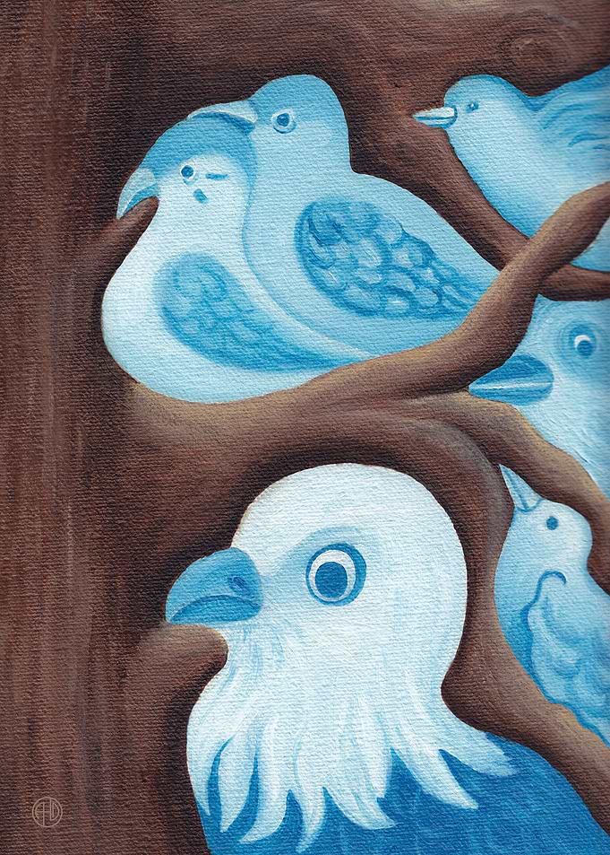 Blue Birds 1 - oil painting