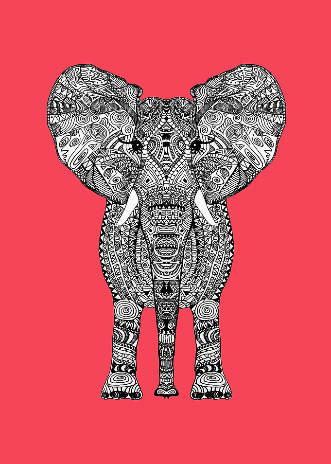 RED AZTEC ELEPHANT