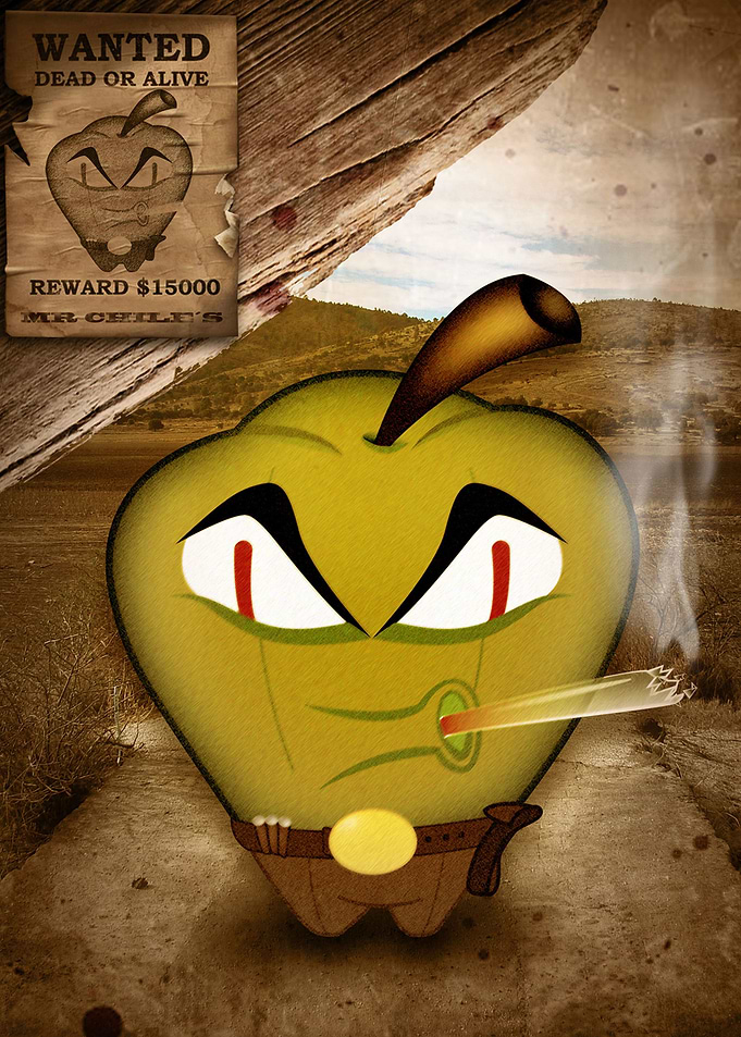El señor chile poblano, ilustración para restaurante