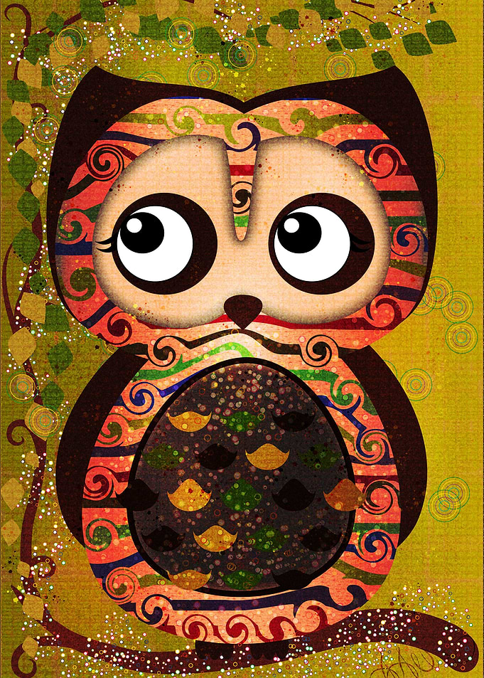 Owl On A Branch Symbolism ~ Cute owl sitting on a tree ...