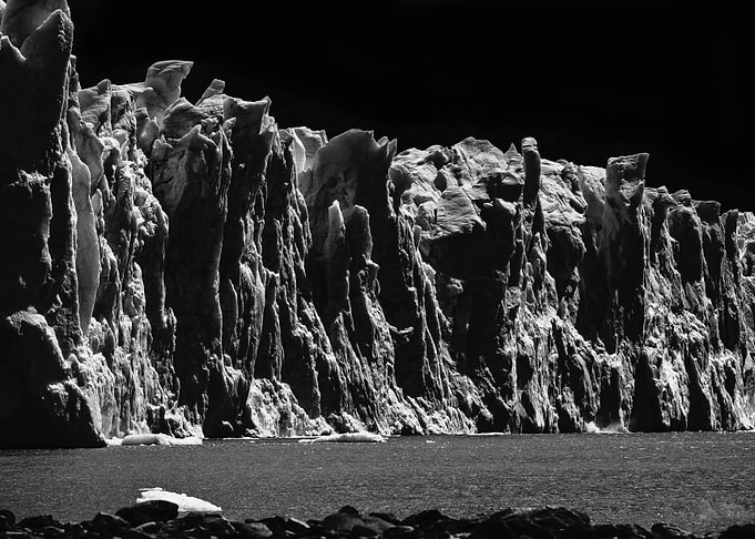 This is bw view of Perito Moreno Glacier