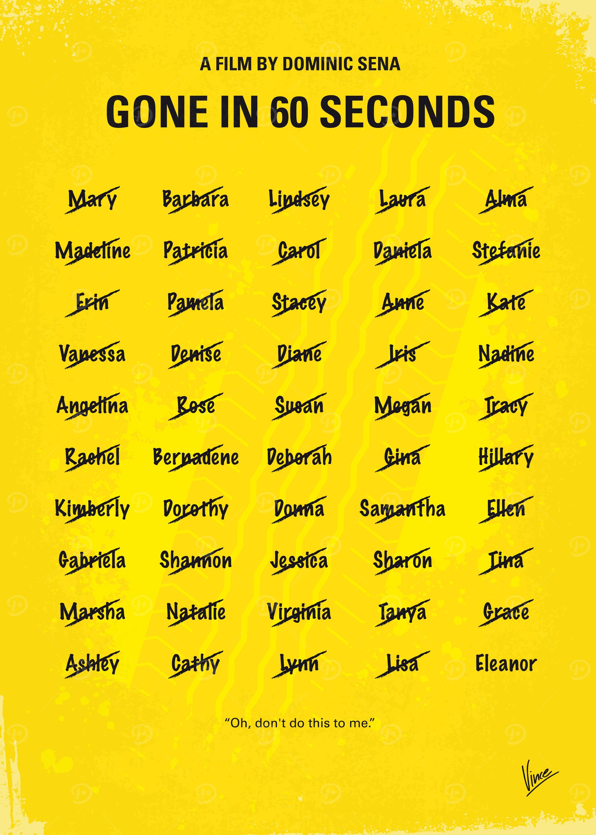 No032 My Gone In 60 Seconds minimal movie poster A ret ...