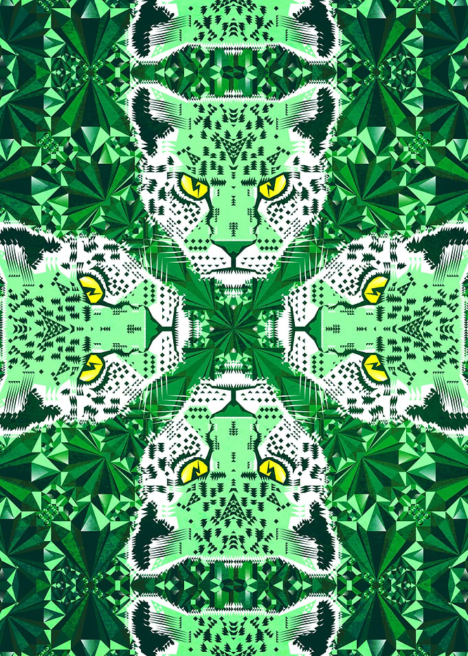 Emerald Leopard Geometric Pattern