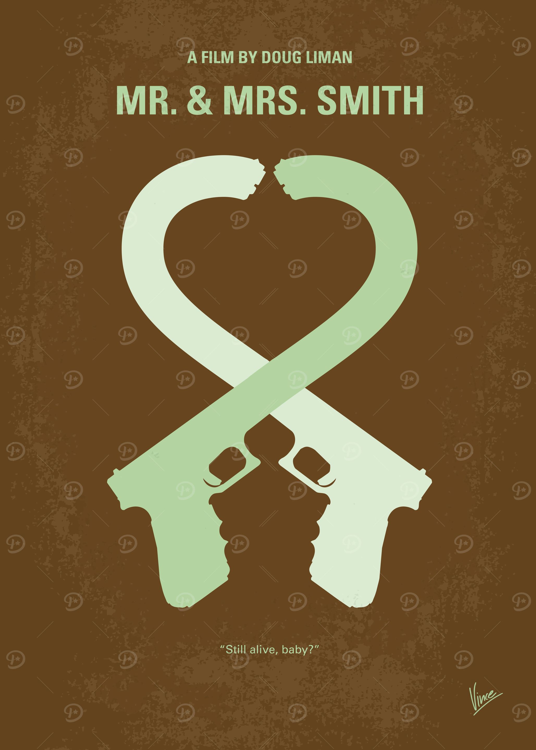 No187 My Mr. and Mrs. Smith minimal movie poster A bor ...