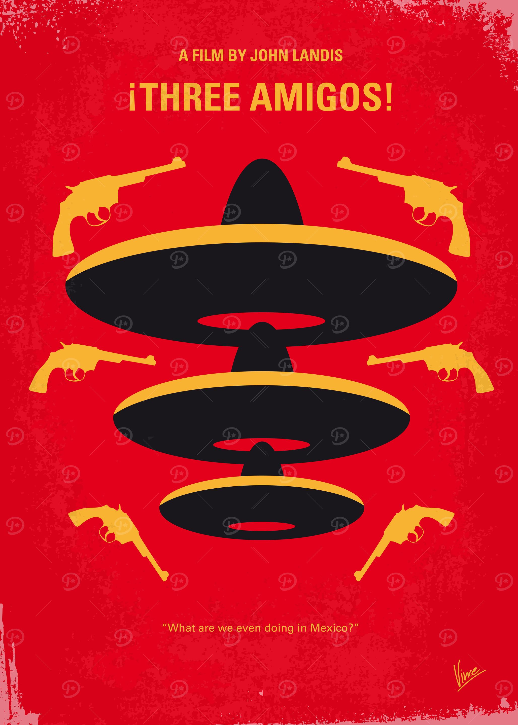 No285 My Three Amigos minimal movie poster Three unemp ...
