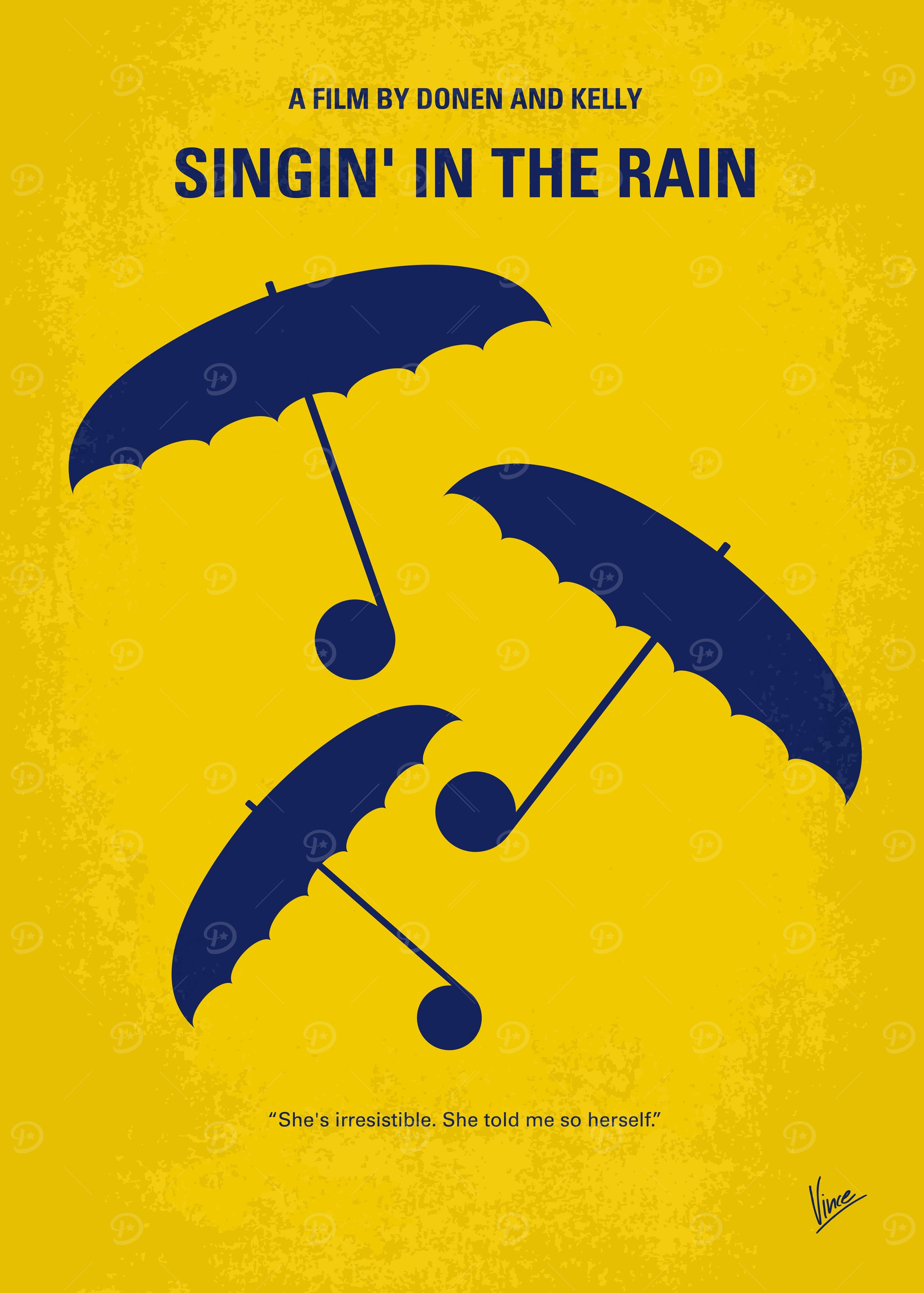 No254 My SINGIN IN THE RAIN minimal movie poster A sil ...