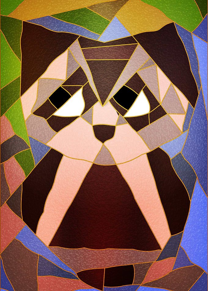 Stained Glass Owl ~ Cute owl sitting on a tree branch m ...