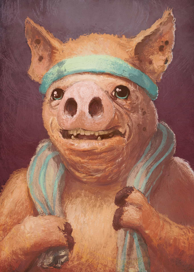 Smug Pig Loves to Work Out