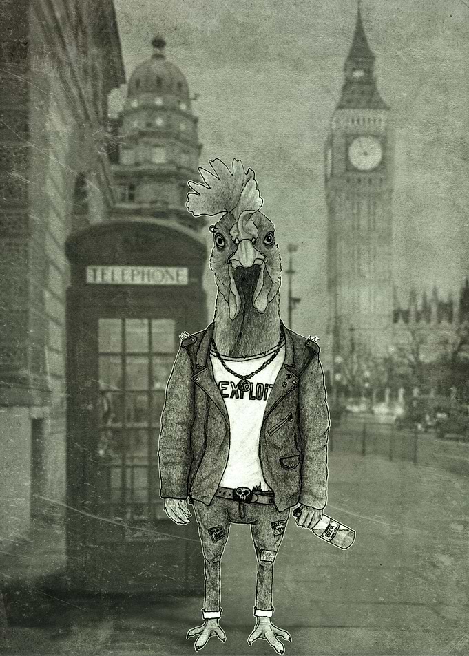 The punk rooster in London.
