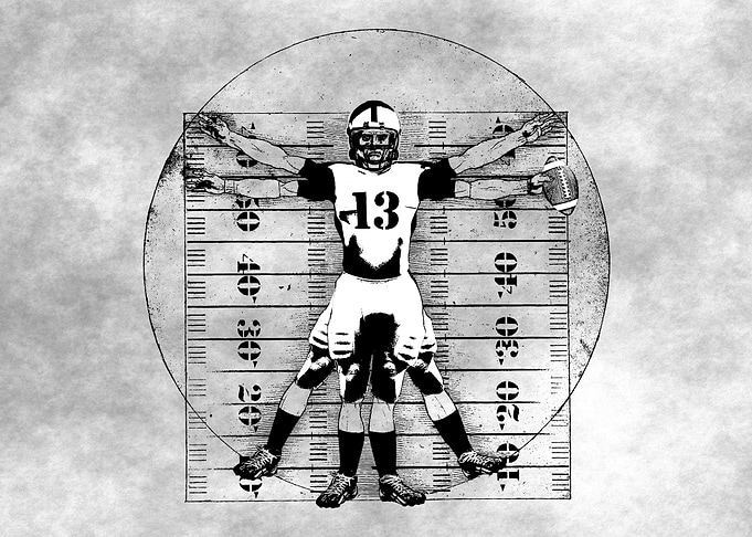Vitruvian Baseball Player (B/W Tones)