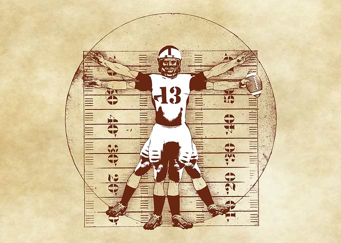 Vitruvian Football Player (Natural Tones)