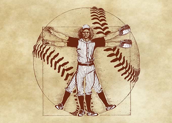 Vitruvian Baseball Player (Natural Tones)