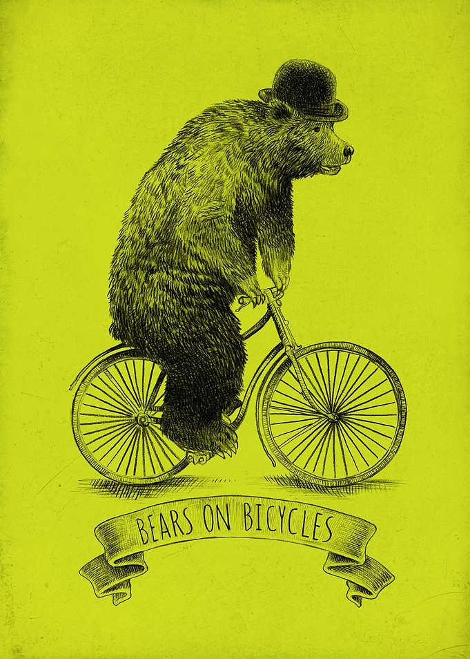 Bears on Bicycles (Lime)