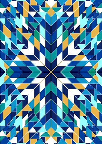 Triangles 2 abstract tribal blue pattern
