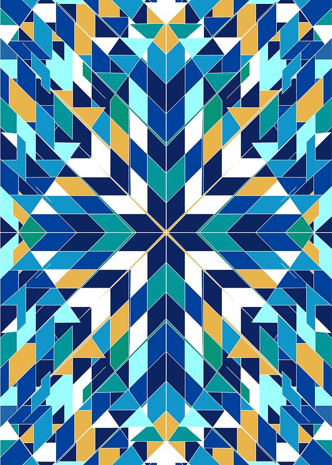 Triangles 2 abstract tribal blue pattern
