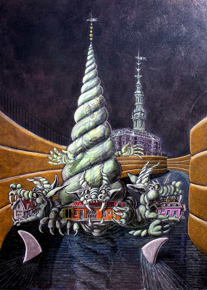 Danish Root Canal - Acrylic on Canvas by David Vedoe