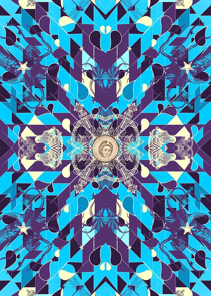 Triangles 2 abstract tribal blue pattern