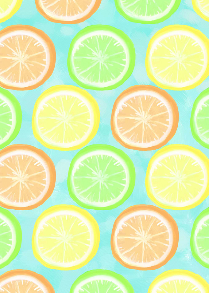 Citrus Wheels Aqua Painted citrus wheels, lemons, limes ...