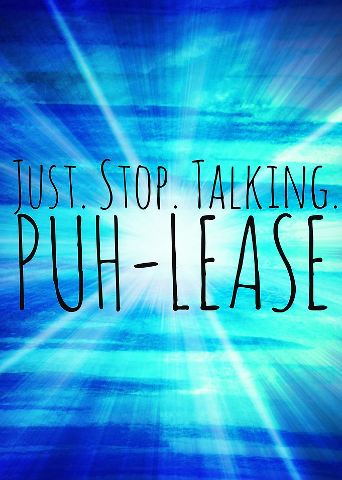 Just Stop Talking Puh-Lease