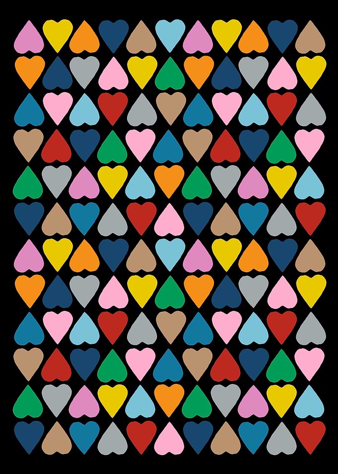 Diamond Hearts on Black