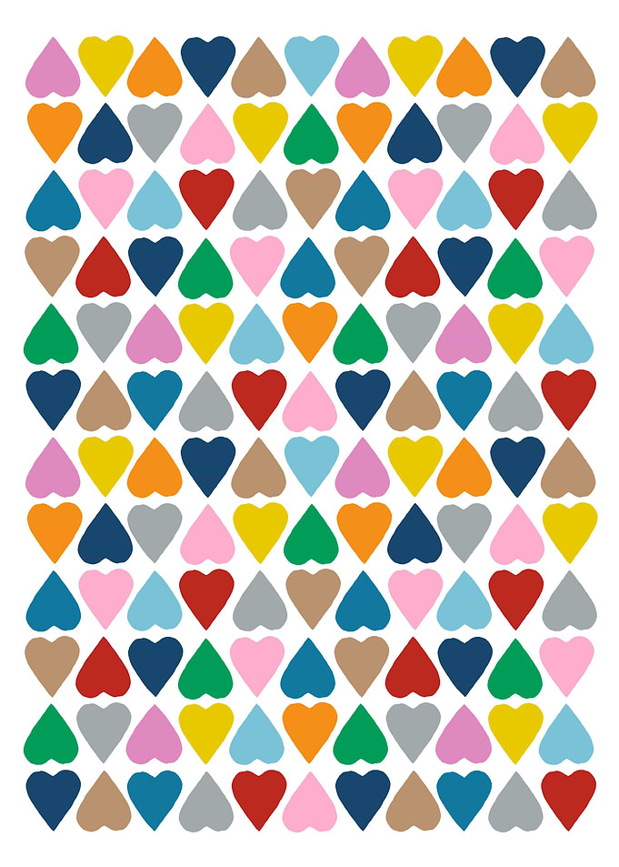 Diamond Hearts on White
